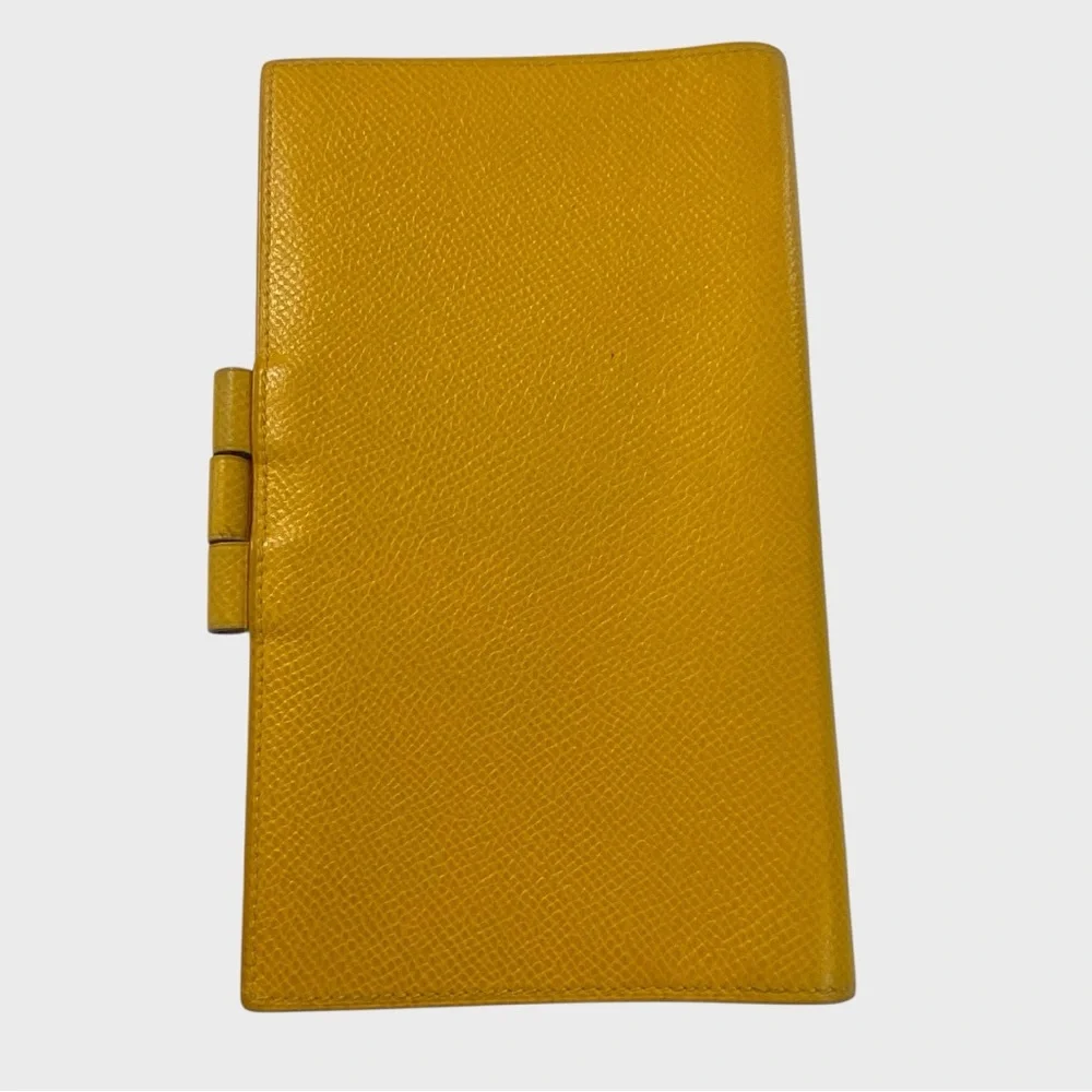 Hermes Yellow Leather Notebook Agenda Cover Passport Holder Travel - Picture 3 of 13